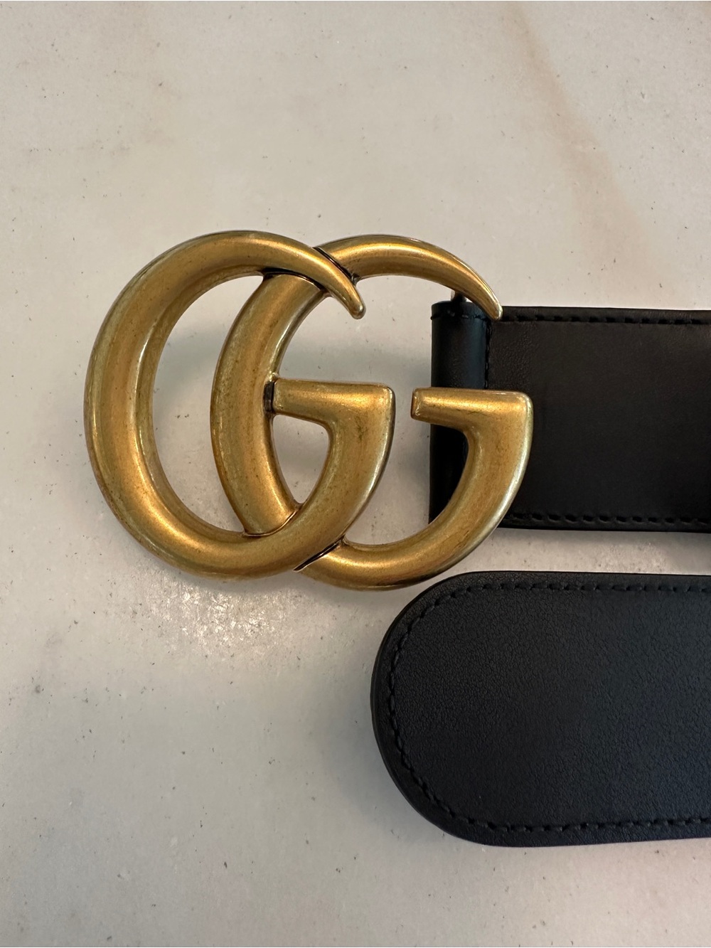 Gucci Interlocking G Web Belt Black Leather Green Red Canvas Size 90/36 - Italy - Picture 3 of 8